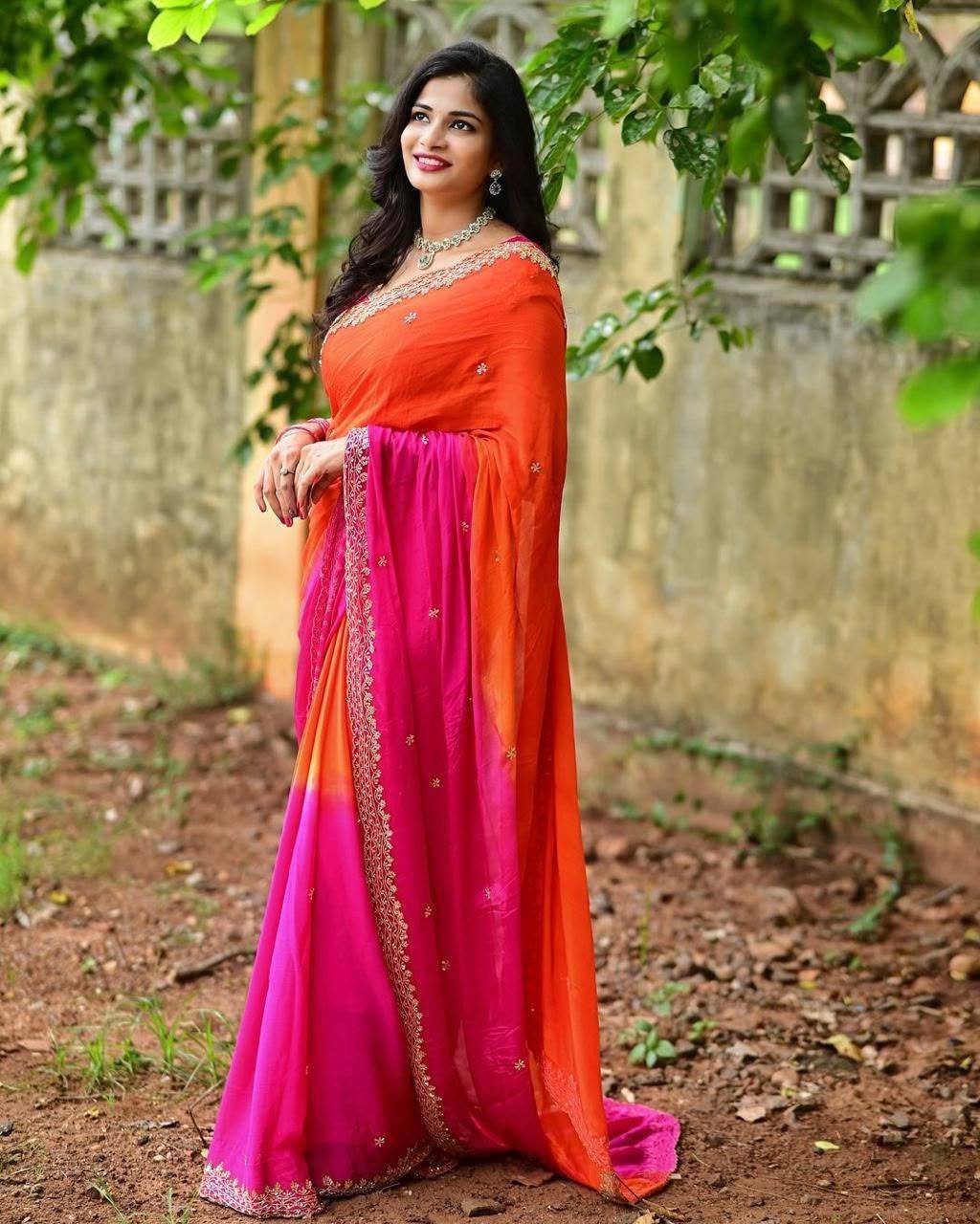 One Day Offer Sale - Dual tone saree💥